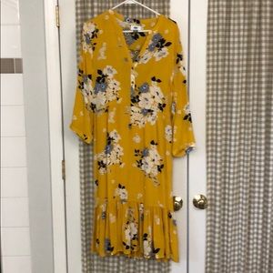 Old Navy yellow floral midi dress.